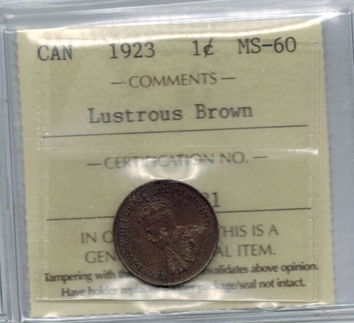 1923 MS60 Lustrous Brown Key Date a