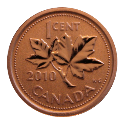 2010 CANADA 1 CENT PENNY MAGNETIC SPECIMEN FRONT
