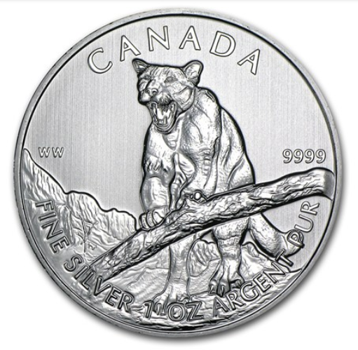 2011 $5 COUGAR 1OZ PURE SILVER COIN FRONT