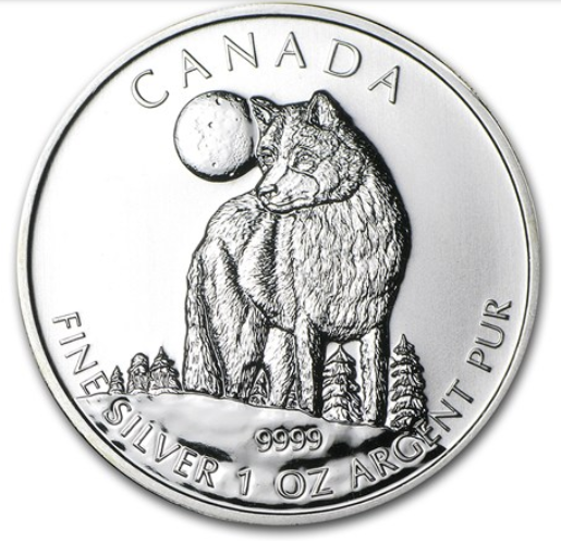 2011 $5 WOLF 1OZ PURE SILVER COIN FRONT