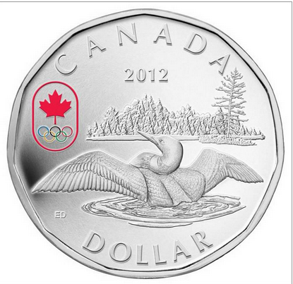 2012 $1 SILVER LUCKY LOONIE PURE SILVER COIN FRONT