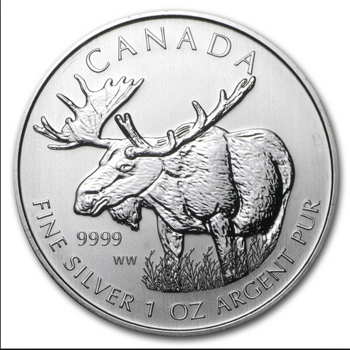 2012 $5 MOOSE 1OZ PURE SILVER COIN FRONT