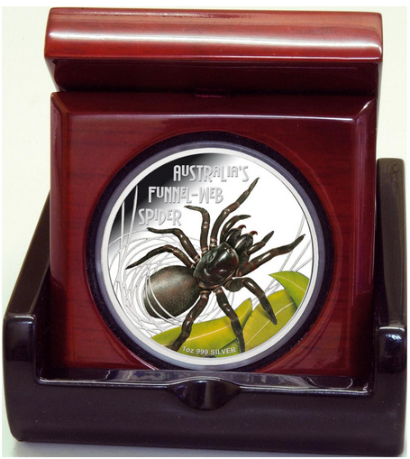 2012 AUSTRALIAN FUNNEL WEB SPIDER 1OZ SILVER PROOF COIN BOX