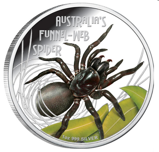 2012 AUSTRALIAN FUNNEL WEB SPIDER 1OZ SILVER PROOF COIN FRONT