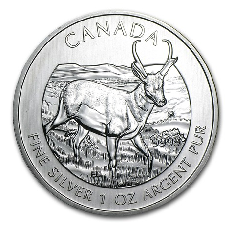 2013 $5 PRONGHORN ANTELOPE 1OZ PURE SILVER COIN FRONT